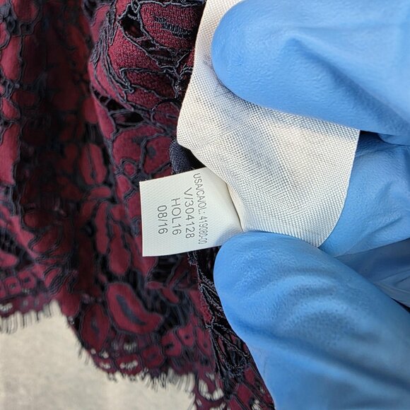 Banana Republic Skirt Womens 8 Burgundy Lace Overlay A Line Floral Mini Party - Picture 6 of 9